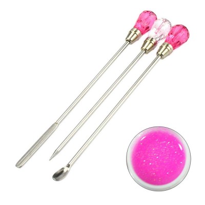 1pc Nail Art Stirring Rod Tools Stainless Steel Acrylic Powder Liquid Uv Gel Spoon Spatula Pin Dotting Pen Nail Manicure